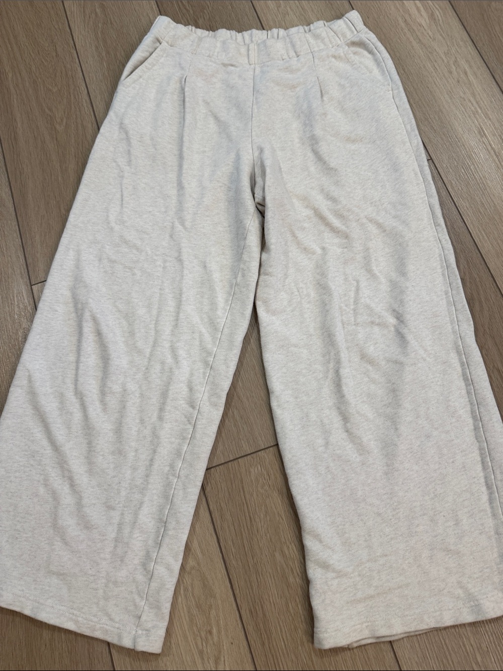 Aerie Wide Leg Pleated Heather Sweat Pants Sz L Comfy Back to School Dorm Ready